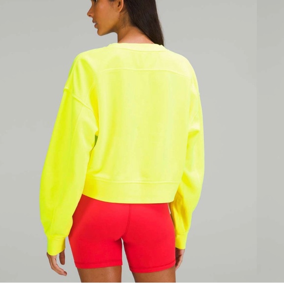 Lululemon Perfectly Oversized Cropped Crew Neon Garment Dye Highlight Yellow 4 - Picture 3 of 15